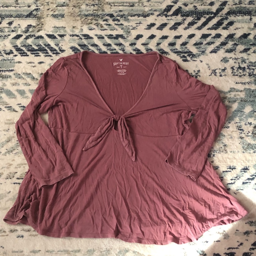 American Eagle Dusty Pink Tie Top